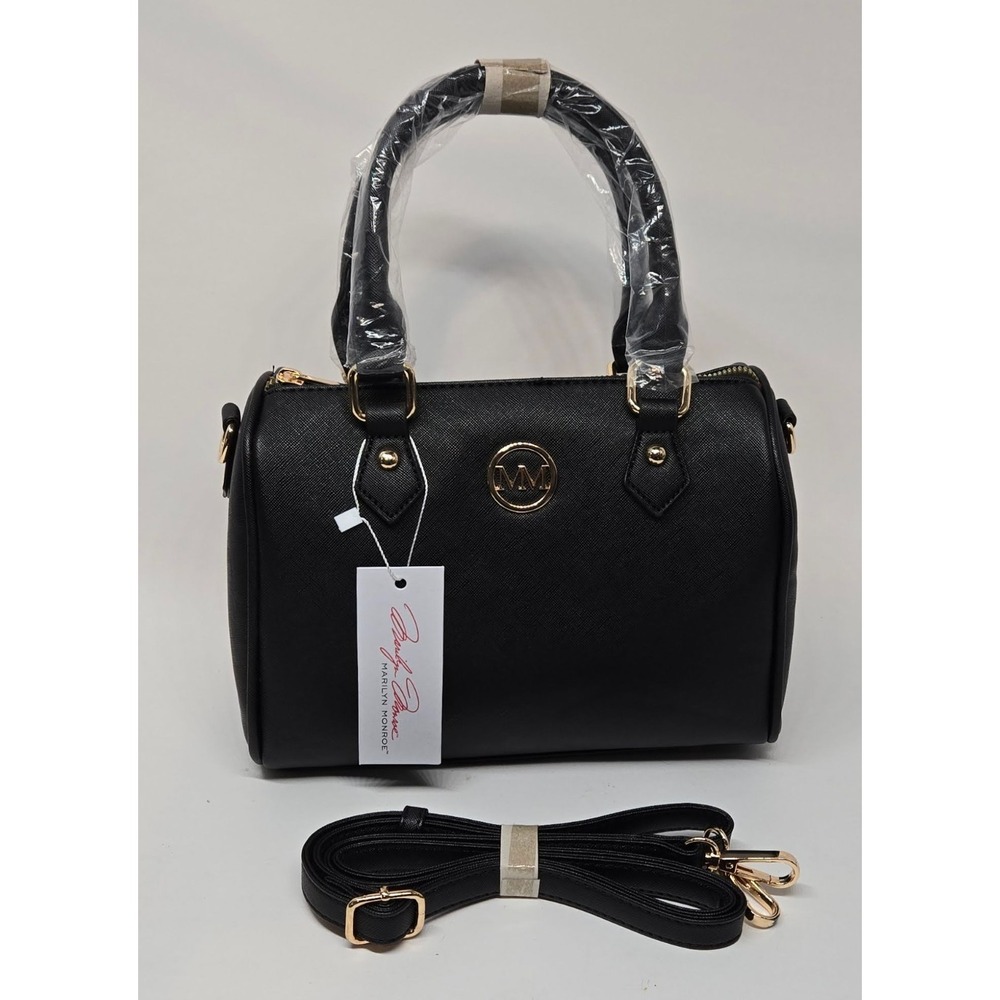 Marilyn Monroe Black Dome Handbag Purse 2-Handles, Crossbody Removable Strap NEW